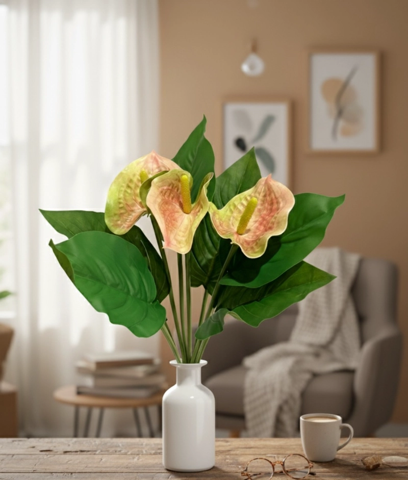 SET 3 FLORES ARTIFICIALES RAMO EXOTICO CALAS ANTURIOS JHN - 10