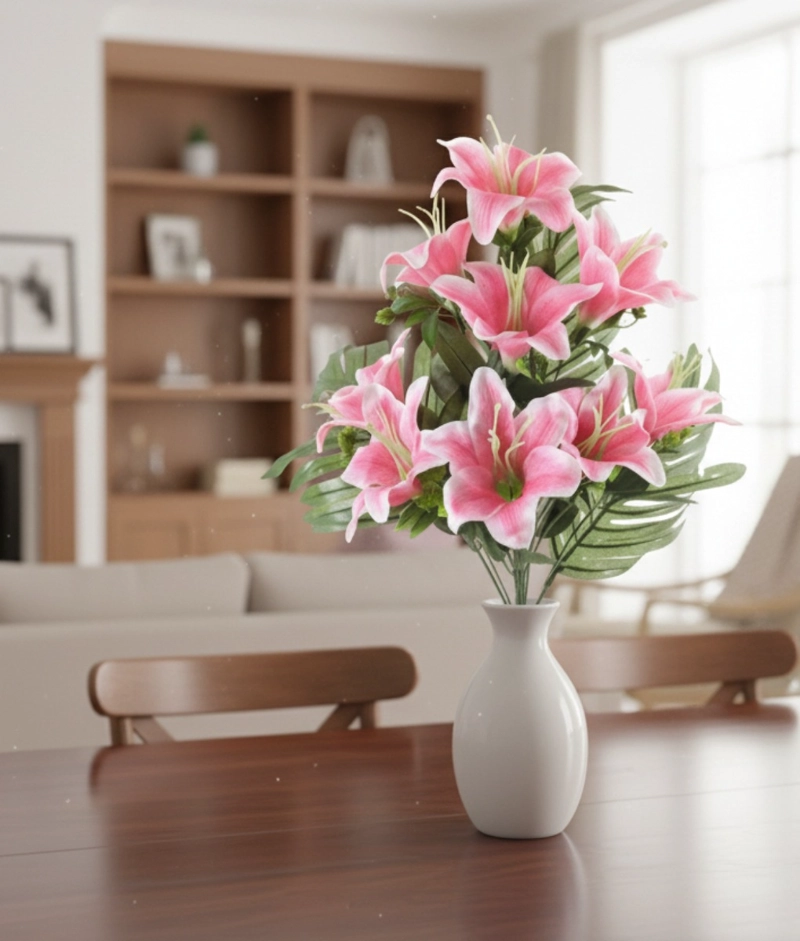 SET 2 FLORES ARTIFICIALES RAMO LIRIOS DECORACION ADORNO JHN - 9