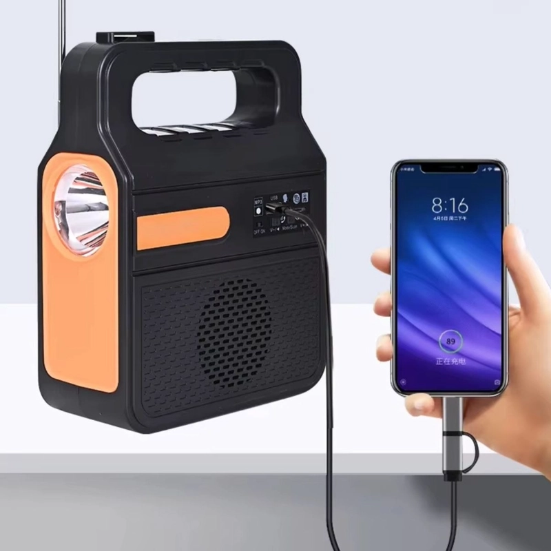 RADIO FM BLUETOOTH LAMPARA LED CARGA SOLAR CAMPING VIAJE LAU - 1