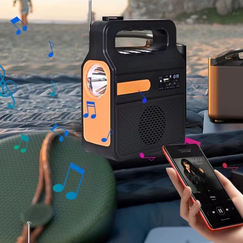 RADIO FM BLUETOOTH LAMPARA LED CARGA SOLAR CAMPING VIAJE LAU - 2
