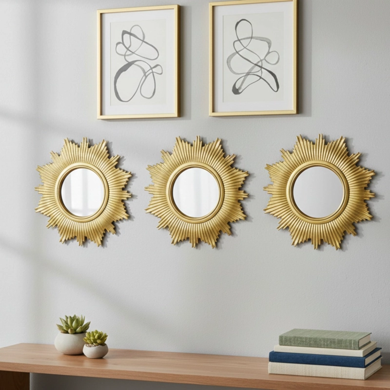 SET 3 ESPEJO DECORATIVO PARED INSPIRACION SOLAR ADORNO JHN - 6