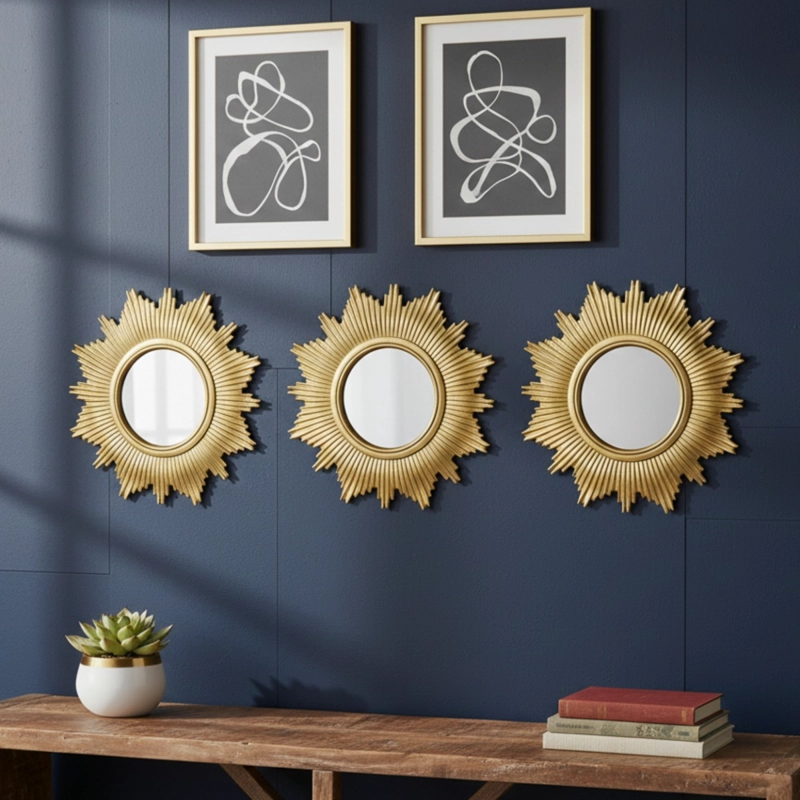 SET 3 ESPEJO DECORATIVO PARED INSPIRACION SOLAR ADORNO JHN - 10