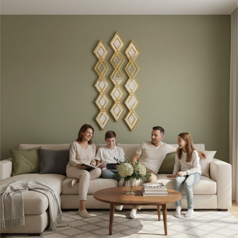 SET 3 ESPEJO PARED DECORATIVO PANEL ARTISTICO DIAMANTE JHN - 6