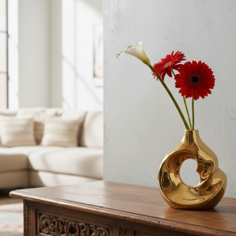 FLORERO DECORATIVO JARRON DISEÑO VANGUARDISTA ADORNO JHN - 2
