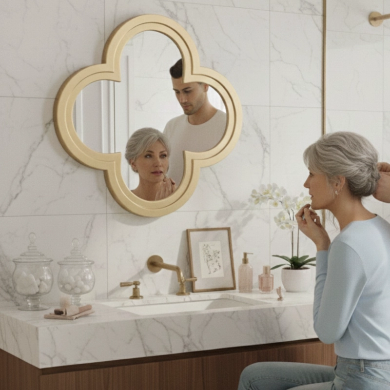 ESPEJO PARED DECORATIVO ESTILO DISEÑO FLOR CIRUELO HOGAR JHN - 5