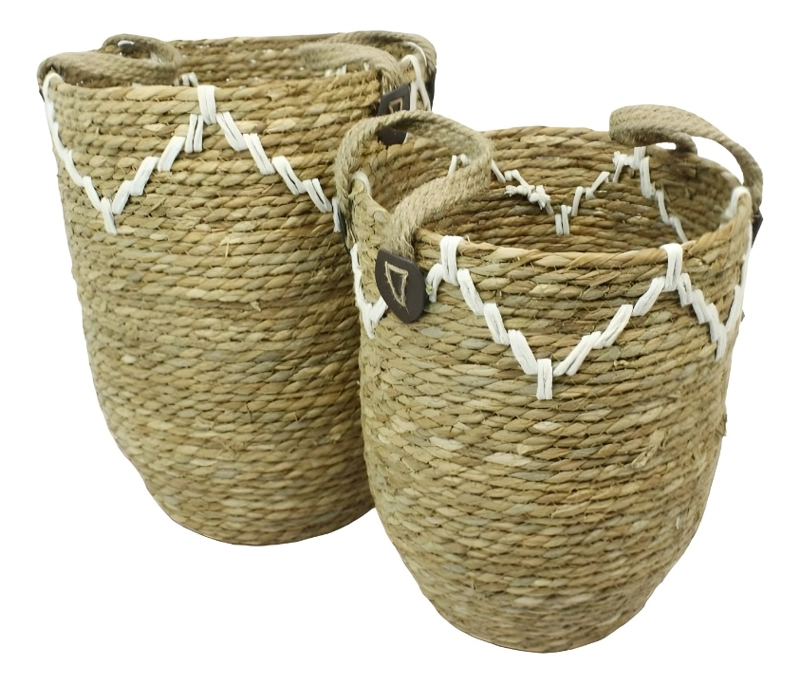 SET 2 CANASTO DECORATIVO MODERNO CESTO ALMACENAMIENTO JHN - 1