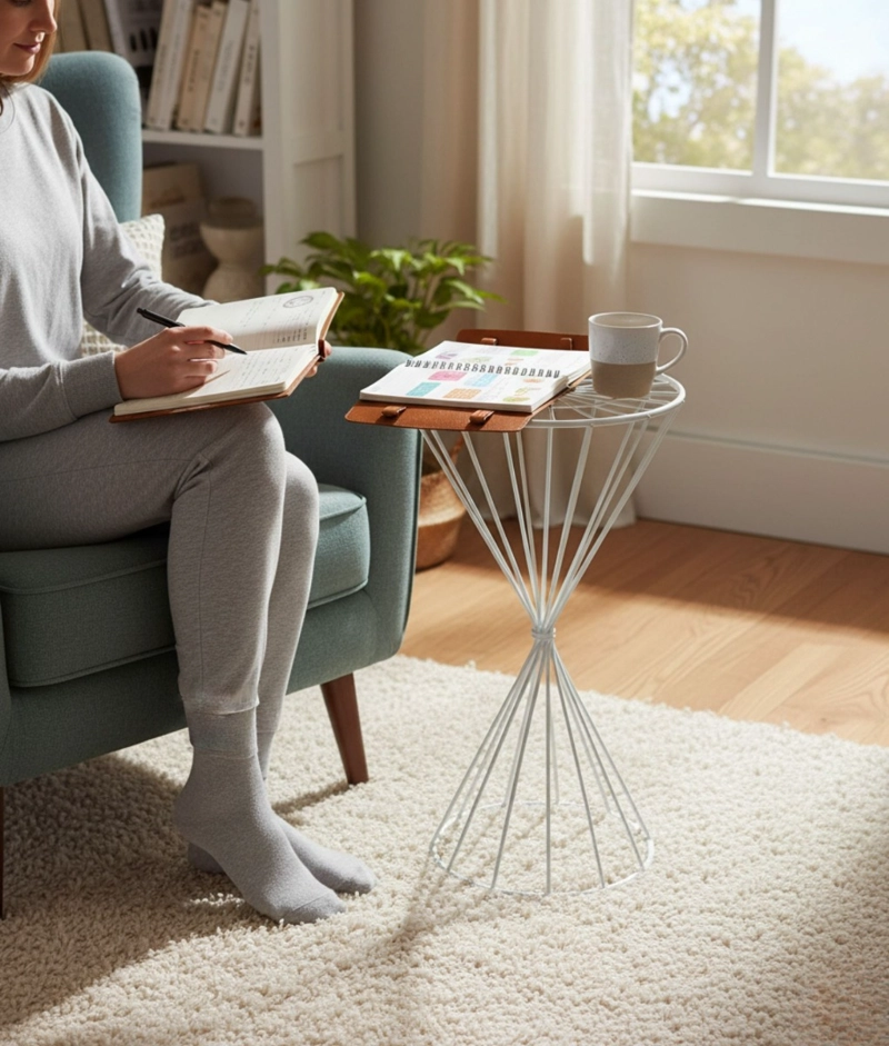 MESA AUXILIAR CENTRO CRUZADA FORMA RELOJ ARENA FUNCIONAL JHN - 6