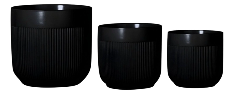 SET 3 MACETERO DECORATIVO ACANALADO ESTILO MINIMALISTA JHN - 1