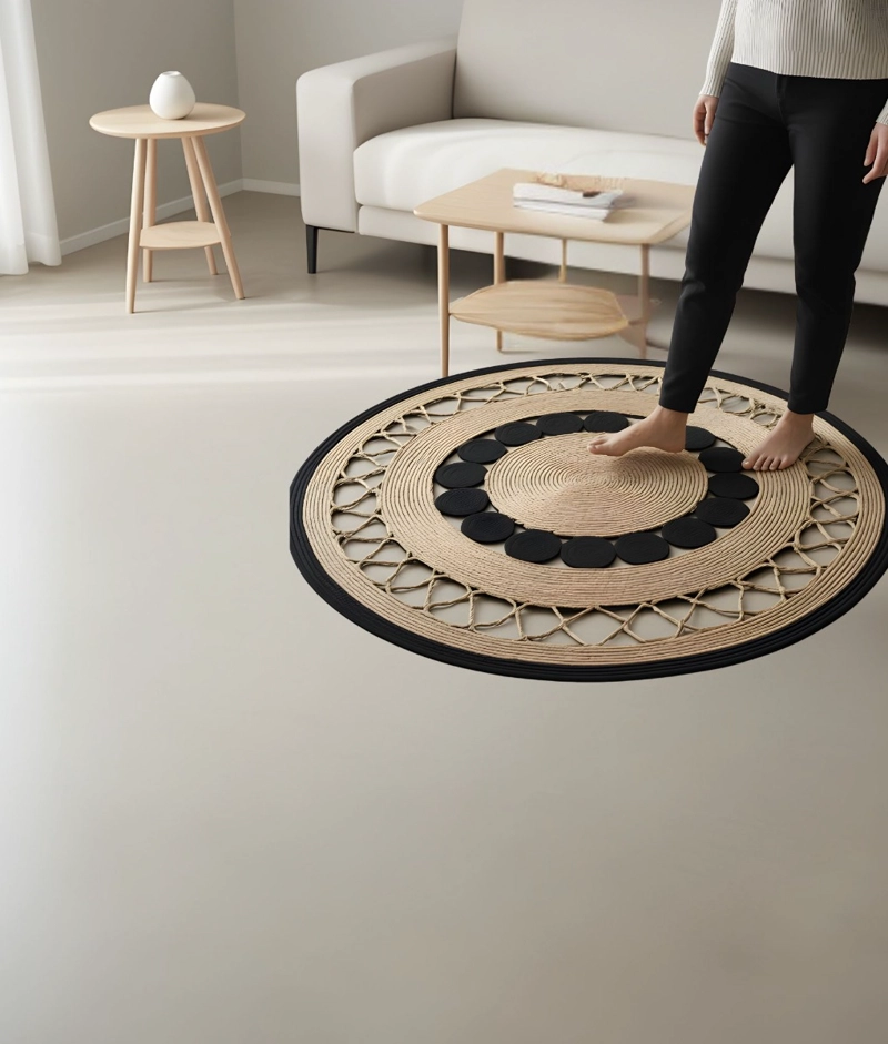 ALFOMBRA DECORATIVA REDONDA PATRON ESTILO GEOME TRICO JHN - 3