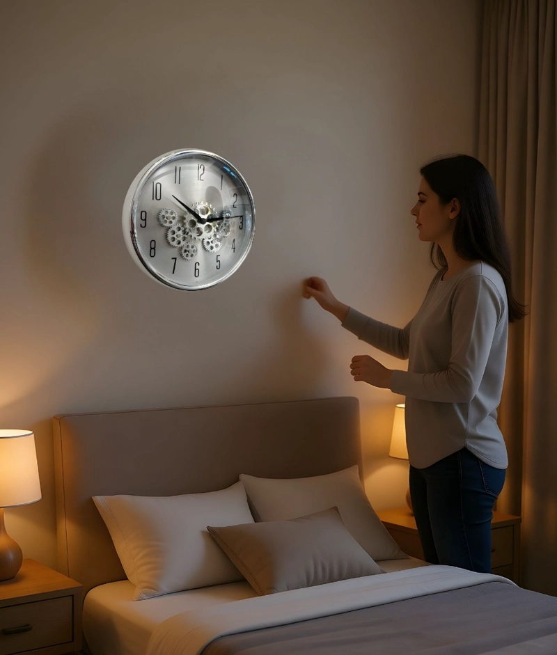 RELOJ PARED DECORATIVO GIRATORIO DISEÑO ENGRANAJES JHN - 2