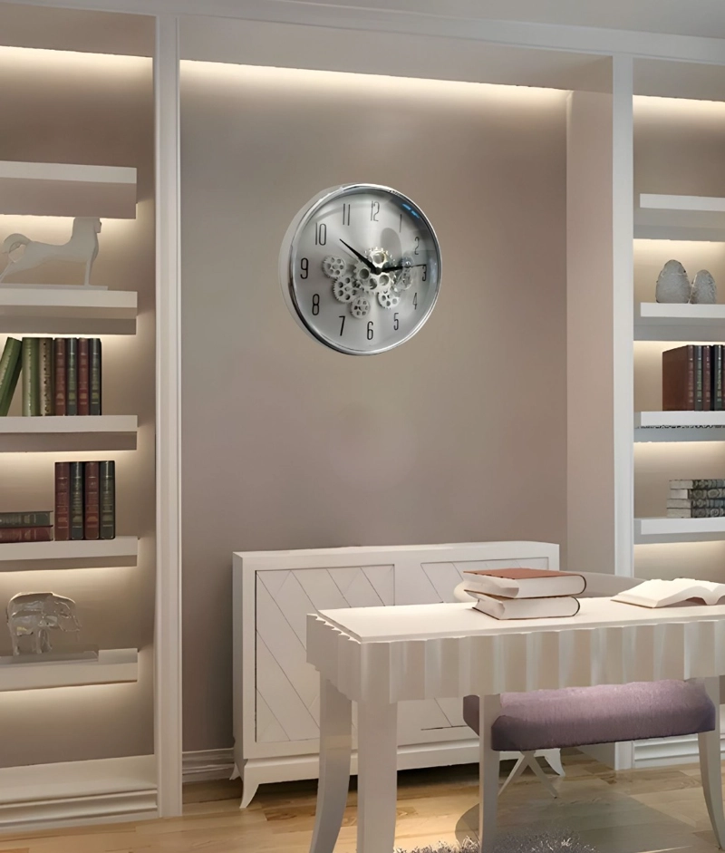 RELOJ PARED DECORATIVO GIRATORIO DISEÑO ENGRANAJES JHN - 5
