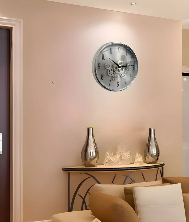 RELOJ PARED DECORATIVO GIRATORIO DISEÑO ENGRANAJES JHN - 7