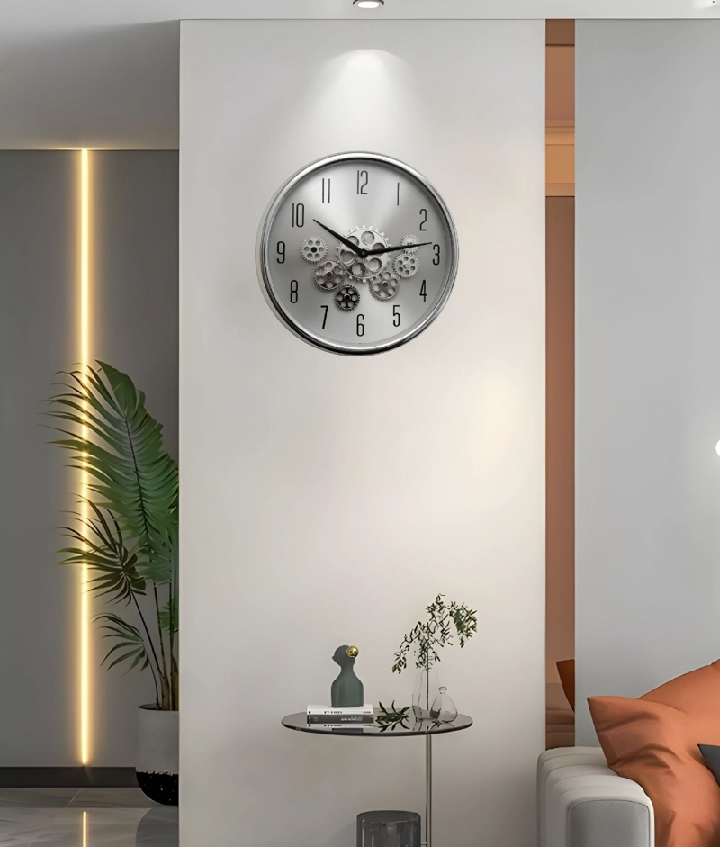 RELOJ PARED DECORATIVO GIRATORIO DISEÑO ENGRANAJES JHN - 8