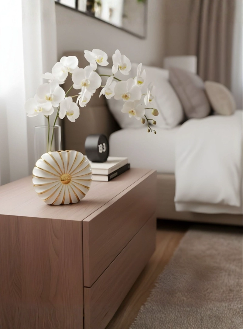 FLORERO DECORATIVO ELEGANTE DETALLE ORNAMENTAL CONTRASTE JHN - 8
