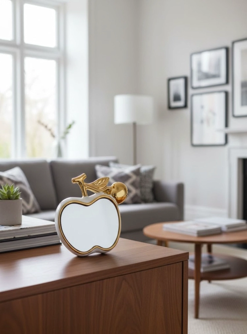 ESPEJO DECORATIVO MESA FORMA MANZANA ADORNO HOGAR JHN - 2