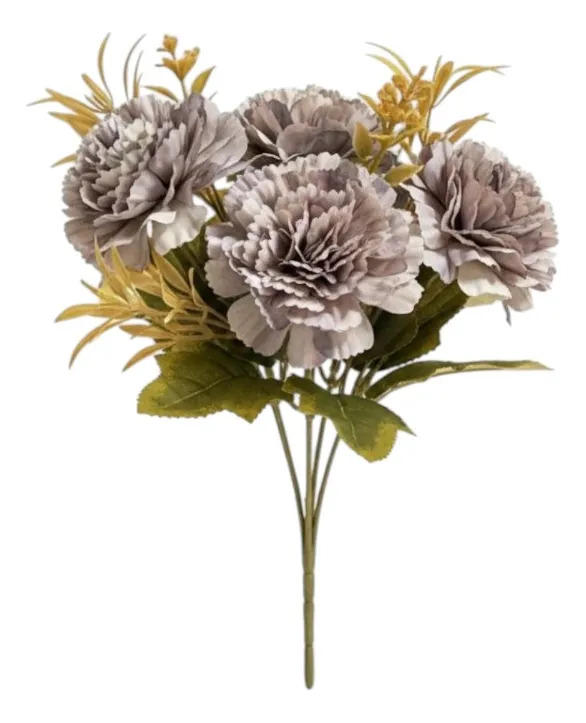 SET 4 FLORES ARTIFICIALES RAMO CLAVELES ELEMENTOS SECOS JHN - 1