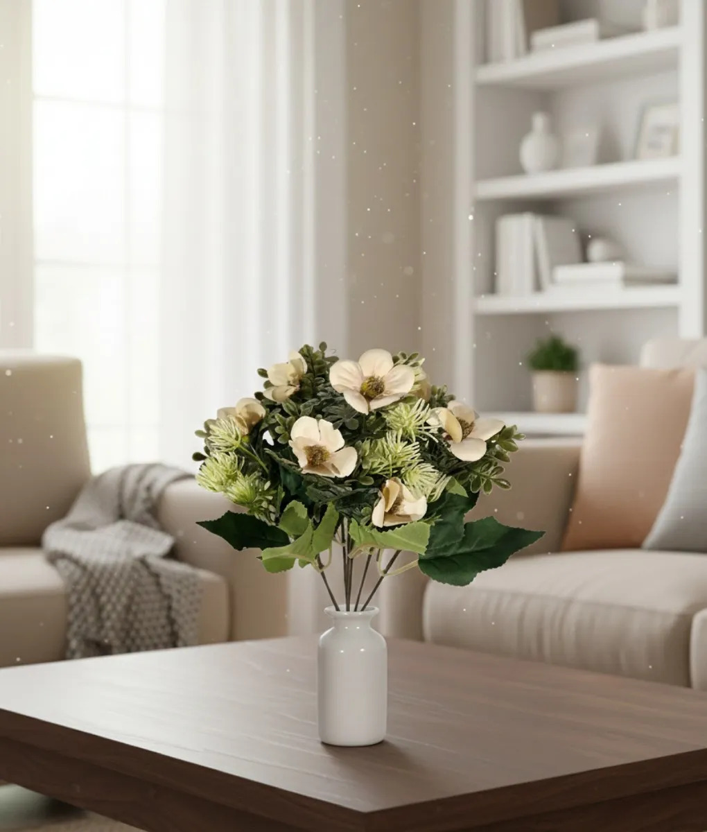 SET 5 FLORES ARTIFICIALES RAMO DECORATIVO MAGNOLIA CARDO JHN - 9