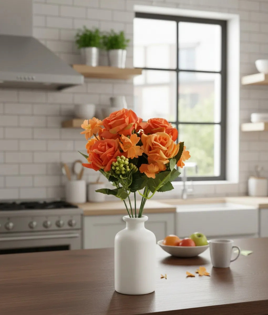 SET 4 FLORES DECORATIVAS ARTIFICIALES RAMO FLORACION JHN - 2