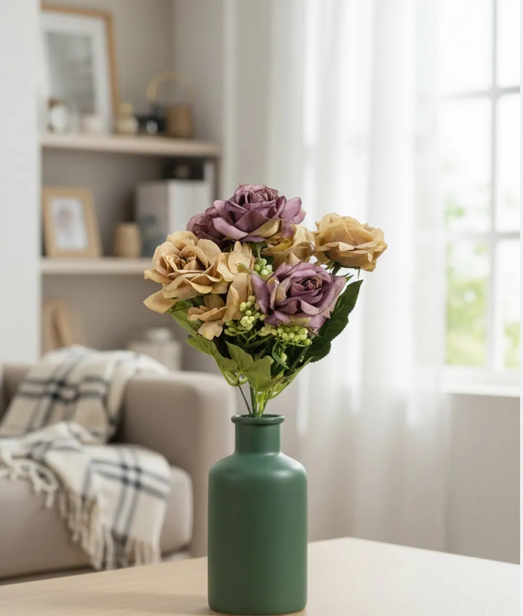 SET 4 FLORES DECORATIVAS ARTIFICIALES RAMO FLORACION JHN - 8
