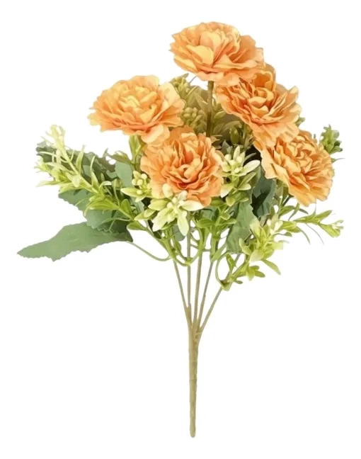 SET 4 FLORES ARTIFICIALES RAMO DECORATIVO PEONIA FOLLAJE JHN - 1