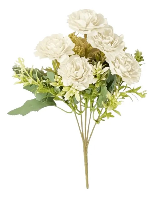 SET 4 FLORES ARTIFICIALES RAMO DECORATIVO PEONIA FOLLAJE JHN - 3