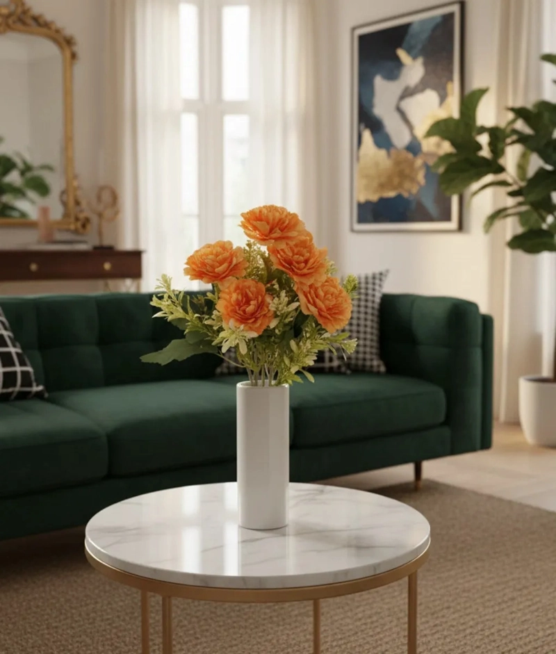SET 4 FLORES ARTIFICIALES RAMO DECORATIVO PEONIA FOLLAJE JHN - 10