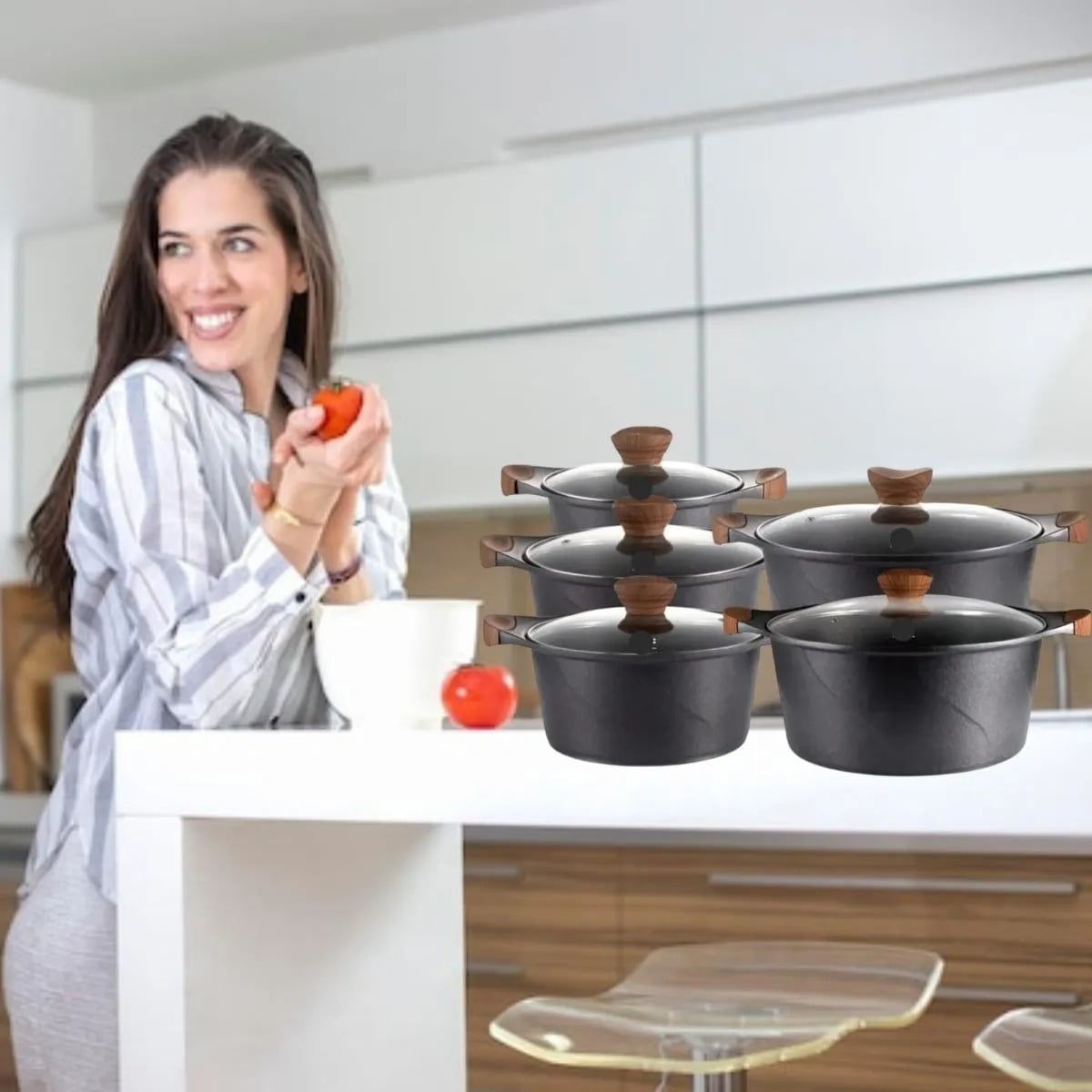 OLLAS DE COCINA ANTIADHERENTE CERAMICA DURADERA LAU - 5