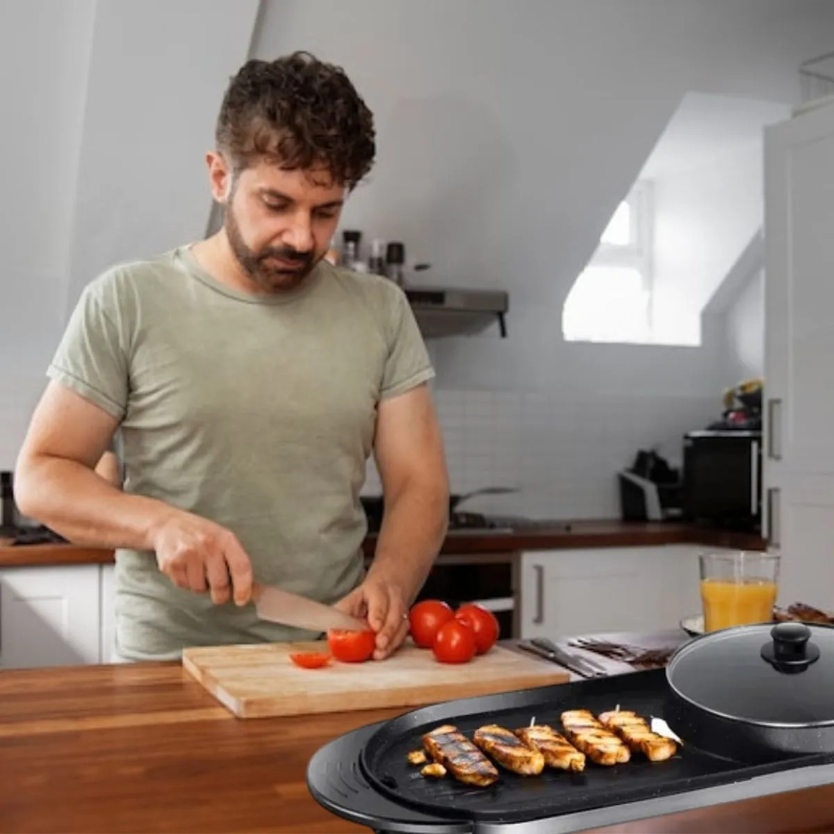 PARRILLERA 2EN1 DOBLE SARTEN ANTIAHERENTE COCINA LAU - 1
