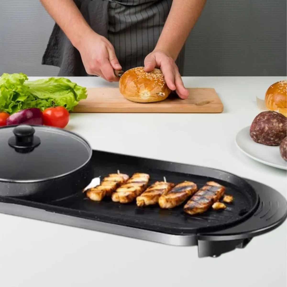 PARRILLERA 2EN1 DOBLE SARTEN ANTIAHERENTE COCINA LAU - 5