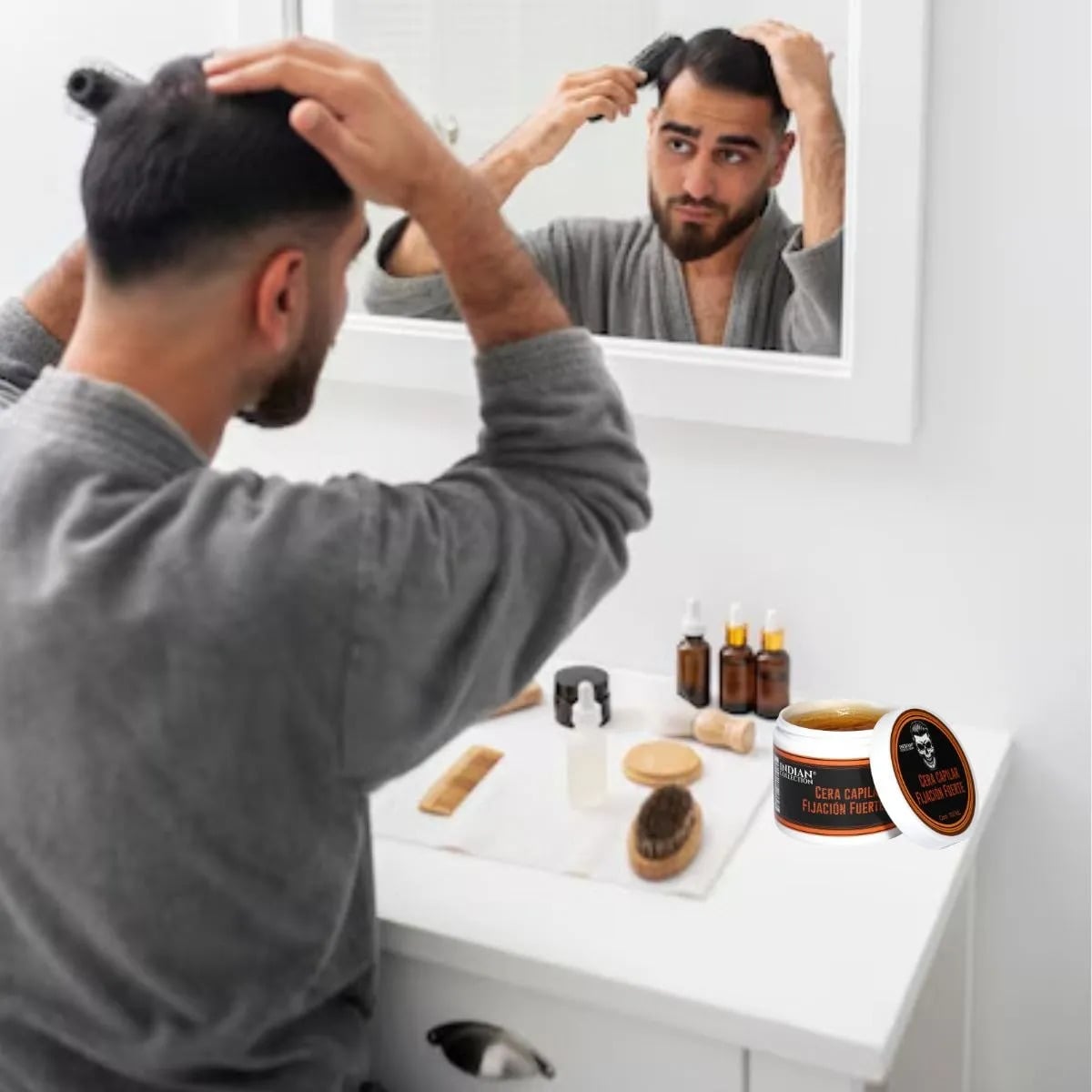 SET 2 FIJADOR CAPILAR CERA PARA HOMBRE FUERTE CABELLOS LAU - 1