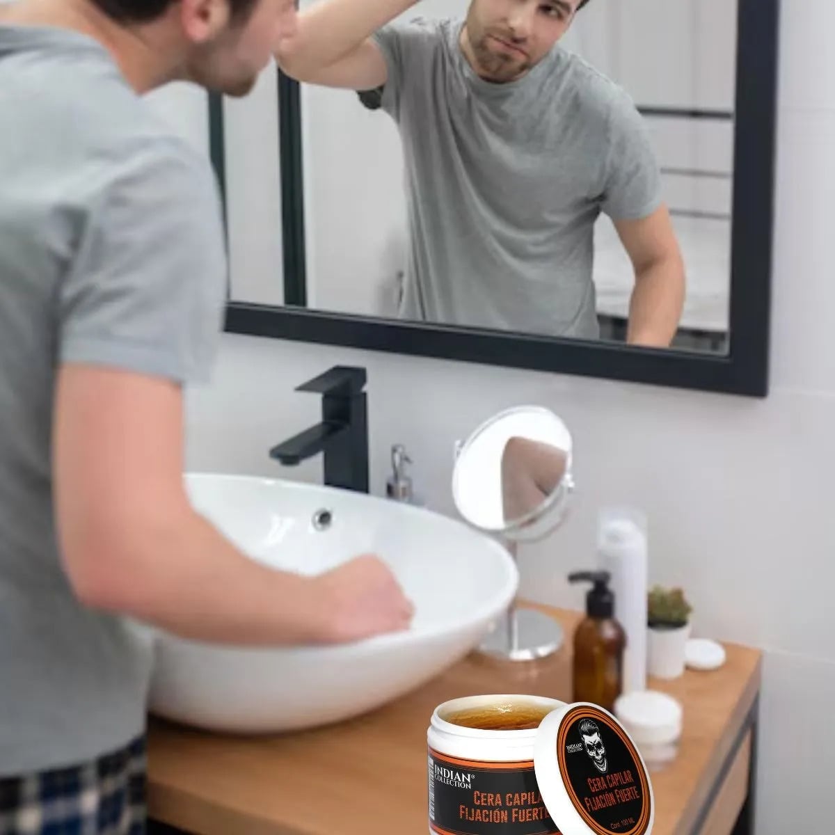 SET 2 FIJADOR CAPILAR CERA PARA HOMBRE FUERTE CABELLOS LAU - 2