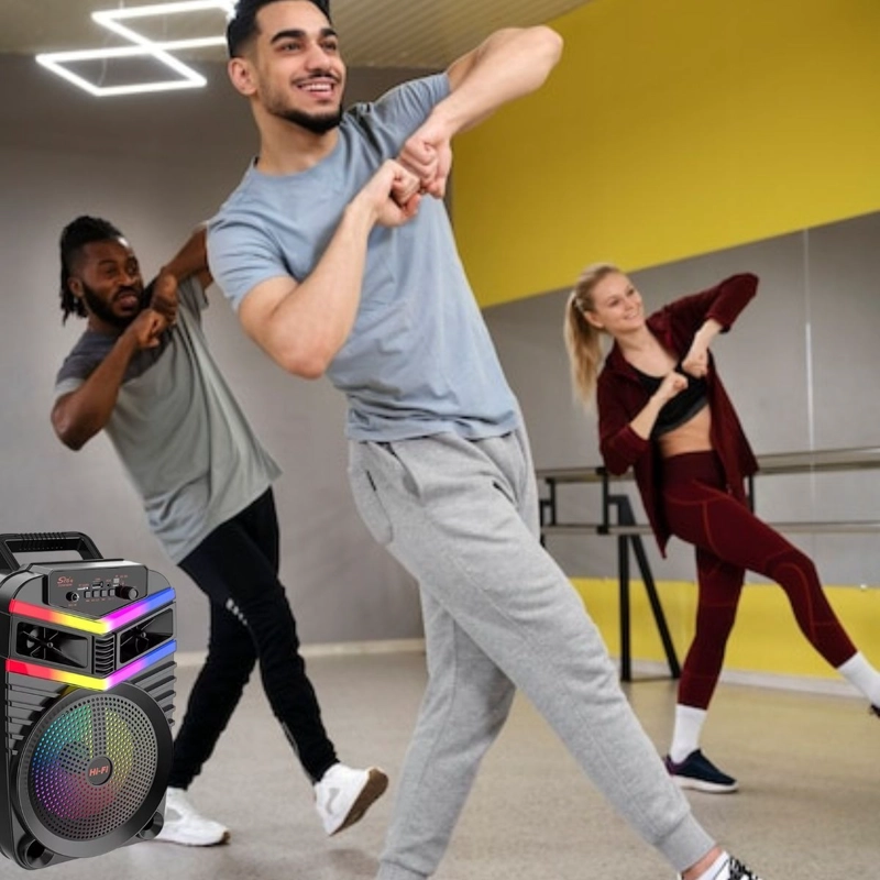 PARLANTE PORTATIL + MICROFONO LUCES LED FIESTA MUSICA LAU - 4