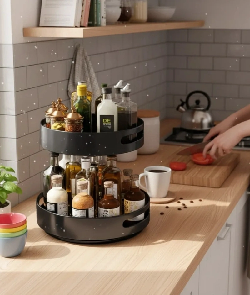 BANDEJA GIRATORIA DECORATIVA DOBLE NIVEL ORGANIZACION JHN - 7