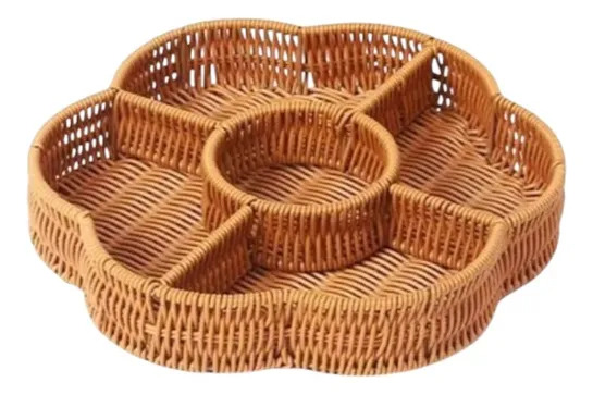 BANDEJA DECORATIVA SERVIR HOGAR DIVISIONES DISEÑO FLOR JHN - 1