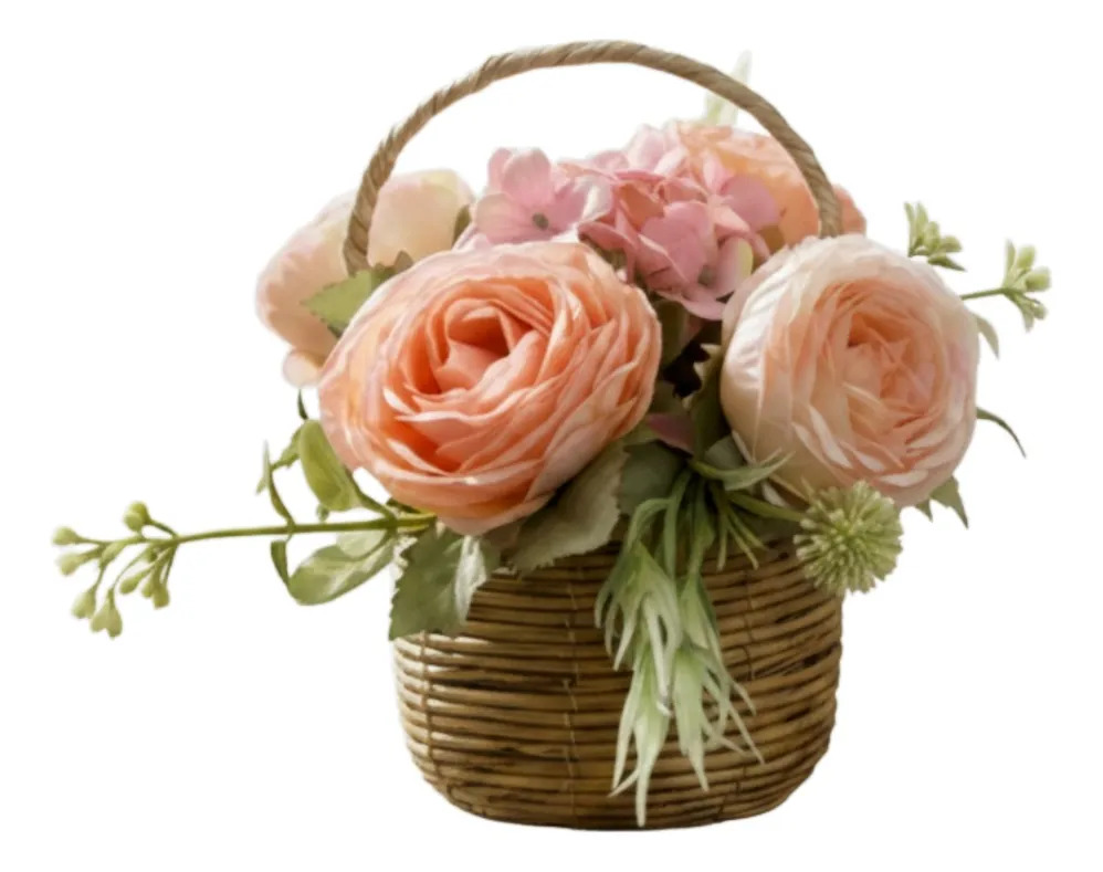 ARREGLO FLORAL ARTIFICIAL DECORATIVA ADORNO CANASTA JHN - 1