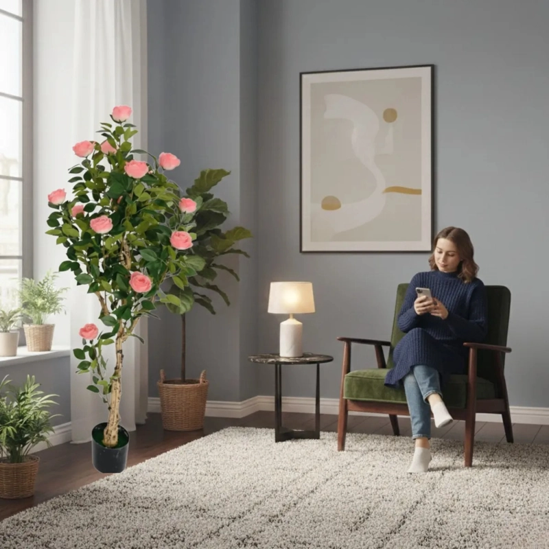 PLANTA ARTIFICIAL DECORATIVA ARBOL ROSAS GALA ADORNO JHN - 7