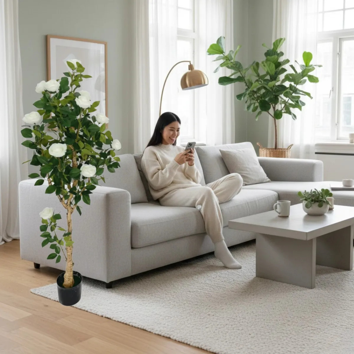 PLANTA ARTIFICIAL DECORATIVA ARBOL ROSAS GALA ADORNO JHN - 10