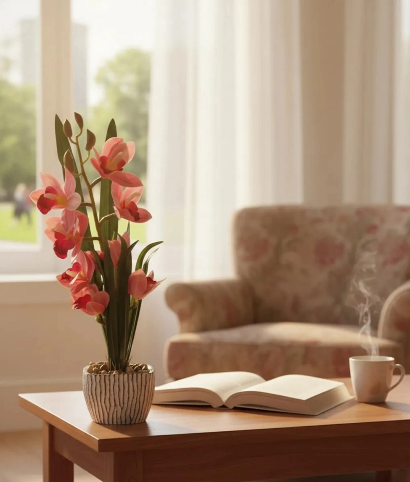 PLANTA DECORATIVA ARTIFICIAL DISEÑO ORQUIDEA ELEGANTE JHN - 7