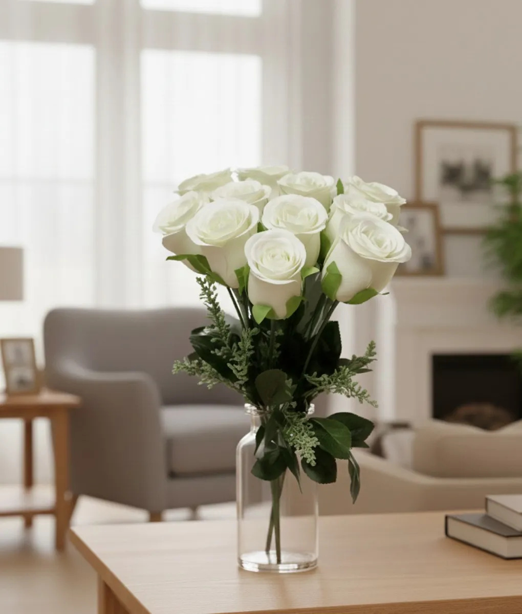 RAMO FLORAL ARTIFICIAL ROSAS DECORATIVAS ADORNO HOGAR JHN - 7