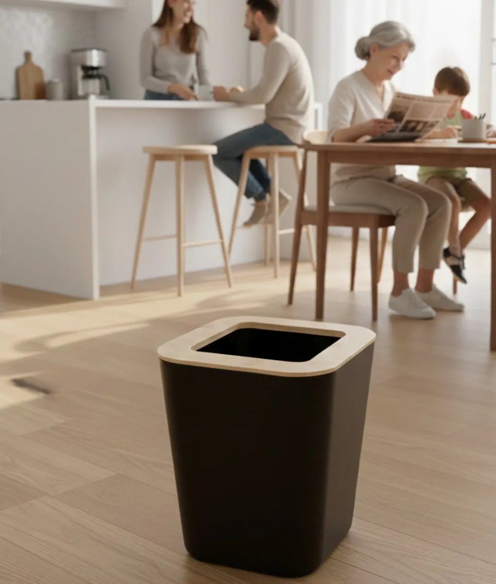 BASURERO PAPELERA DISEÑO CONTEMPORANEO TOQUE NATURAL JHN - 8