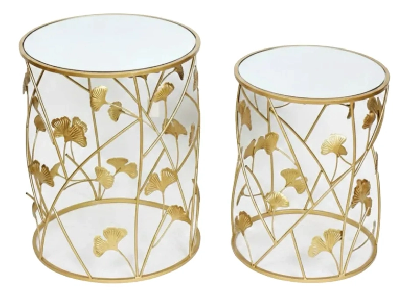 MESA AUXILIAR ACENTO GINKGO ELEGANTE DISEÑO ESCULTURAL JHN - 3