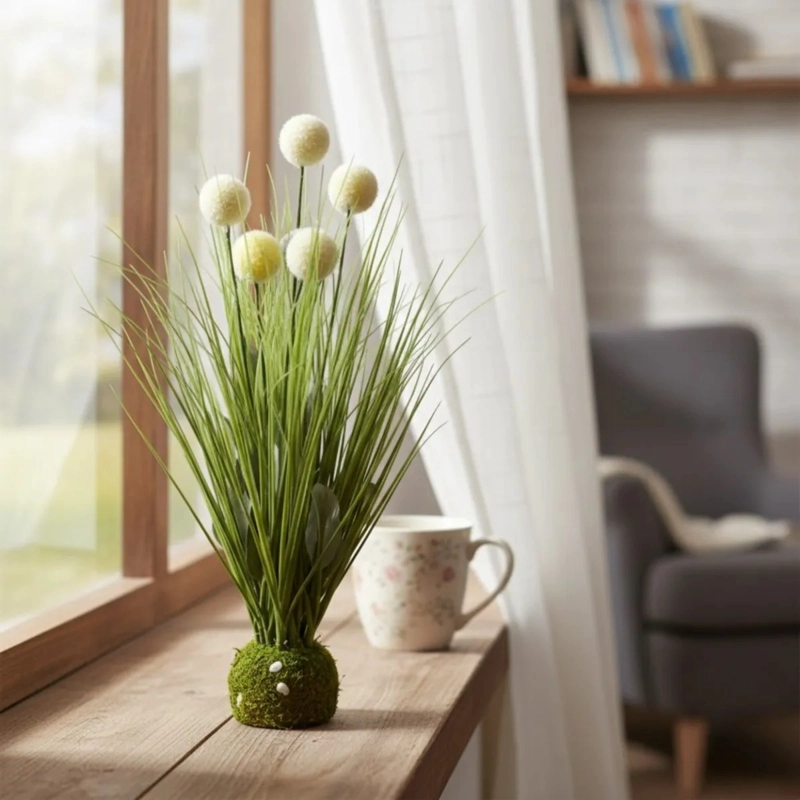 ADORNO FLORAL ARTIFICIAL ESFERA SILVESTRE MUSGO HOGAR JHN - 8