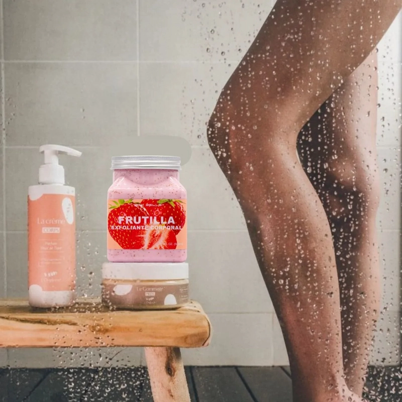 SET 2 EXFOLIANTES CORPORALES FRUTILLA PIEL SUAVE FRESA LAU - 8