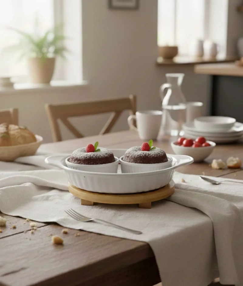 FUENTE HORNO BASE BAMBU SERVIR MESA ESTILO MINIMALISTA JHN - 9