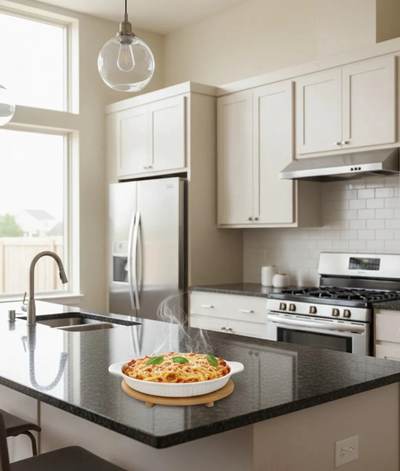 FUENTE HORNO BASE BAMBU SERVIR MESA ESTILO MINIMALISTA JHN - 10