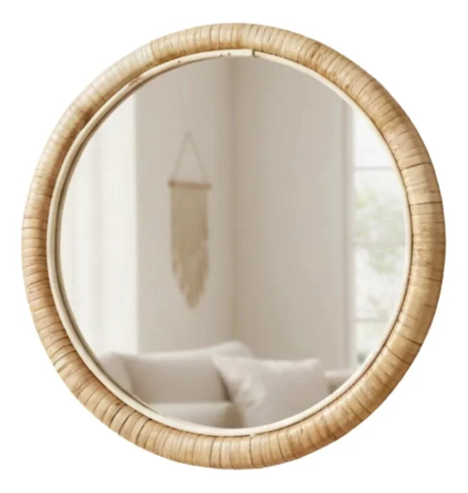 ESPEJO PARED DECORATIVO CIRCULAR TEXTURA MIMBRE ADORNO JHN - 3
