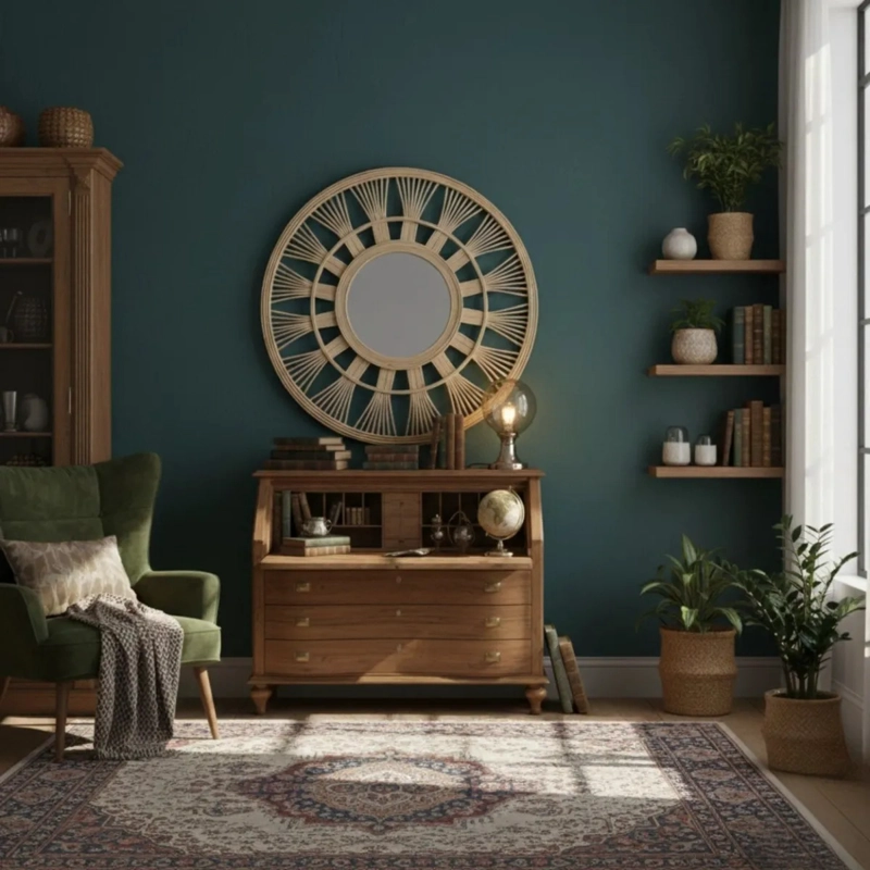 ESPEJO PARED SOL DECORATIVO CIRCULAR ESTILO MIMBRE JHN - 2