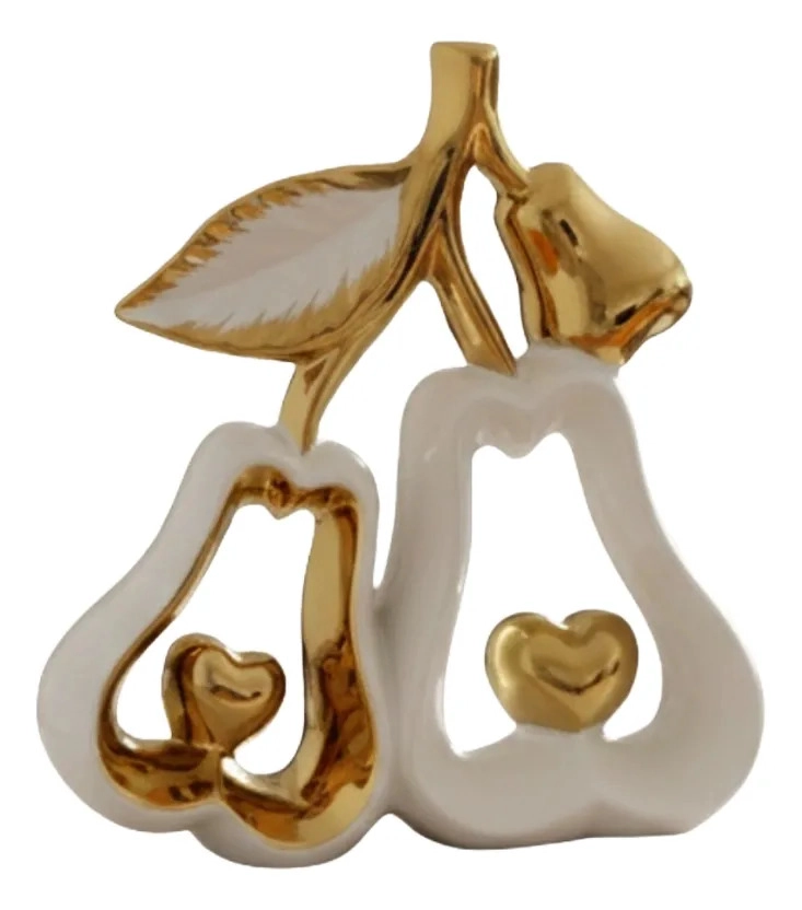 FIGURA DECORATIVA PAREJA PERAS CORAZONES ESTATUA ADORNO JHN - 1