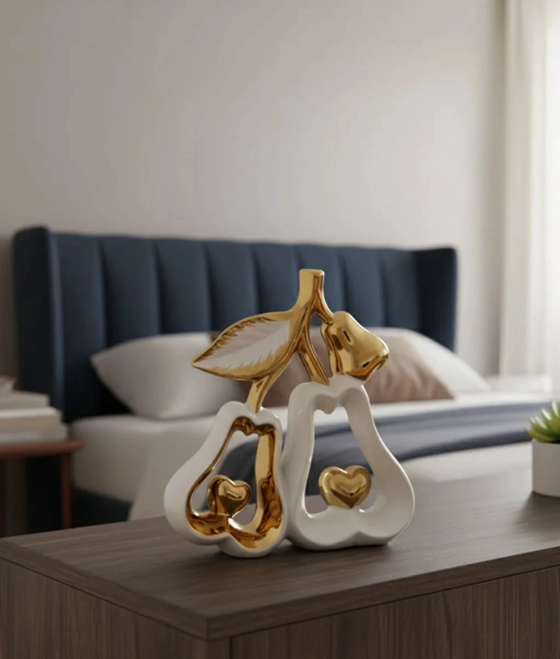 FIGURA DECORATIVA PAREJA PERAS CORAZONES ESTATUA ADORNO JHN - 9