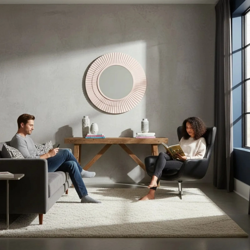 ESPEJO DECORATIVO PARED MODERNO DISEÑO ONDAS RADIALES JHN - 5